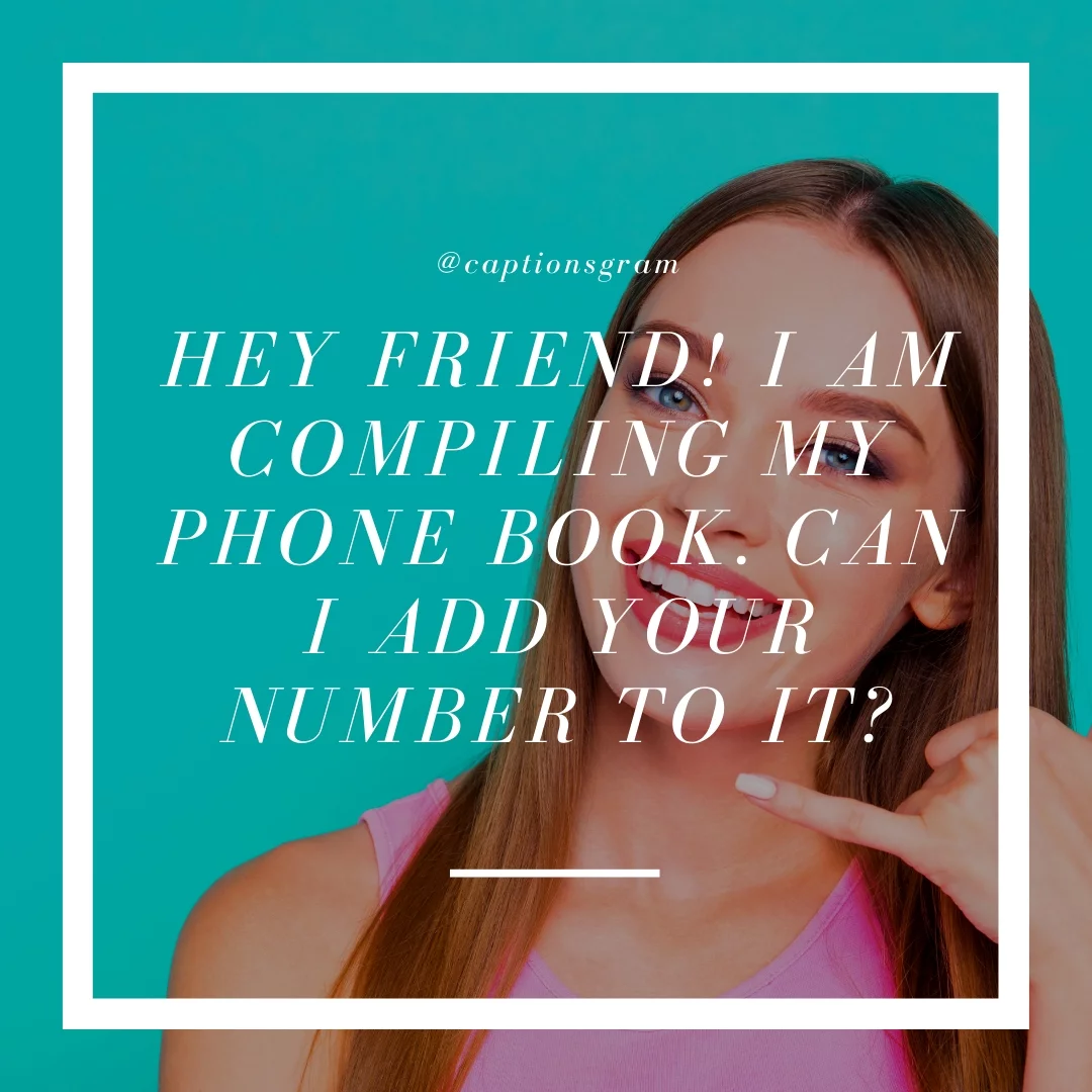 Hey friend! I am compiling my phone book. Can I add your number to it?